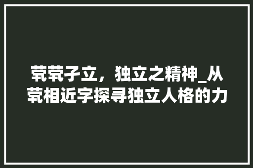 茕茕孑立，独立之精神_从茕相近字探寻独立人格的力量