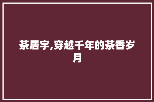 茶居字,穿越千年的茶香岁月