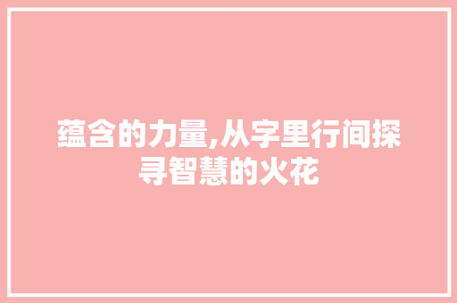 蕴含的力量,从字里行间探寻智慧的火花 个人简历