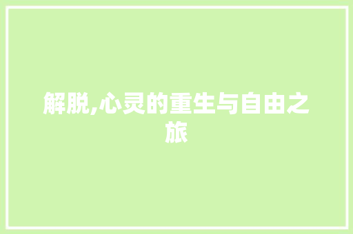 解脱,心灵的重生与自由之旅