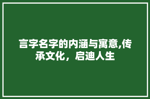 言字名字的内涵与寓意,传承文化，启迪人生
