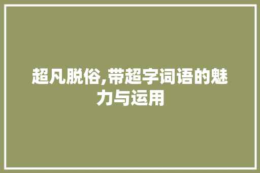 超凡脱俗,带超字词语的魅力与运用
