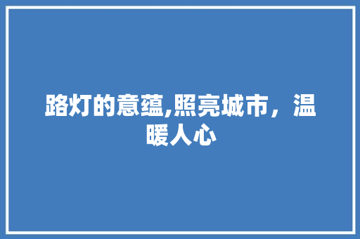 路灯的意蕴,照亮城市，温暖人心 工作计划