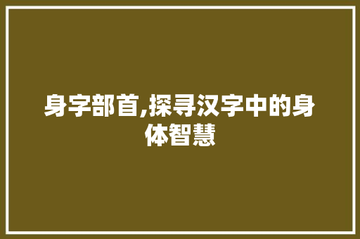 身字部首,探寻汉字中的身体智慧