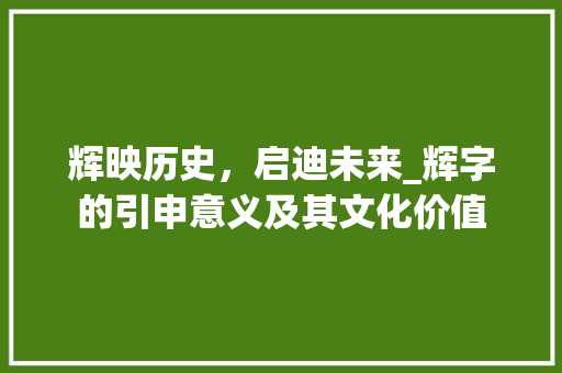 辉映历史，启迪未来_辉字的引申意义及其文化价值 个人简历