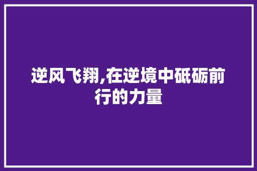 逆风飞翔,在逆境中砥砺前行的力量