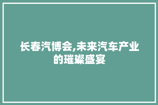 长春汽博会,未来汽车产业的璀璨盛宴
