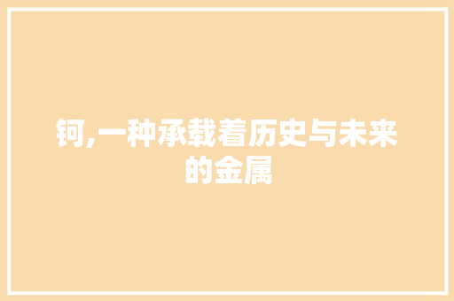 钶,一种承载着历史与未来的金属 工作计划