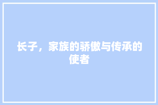长子，家族的骄傲与传承的使者