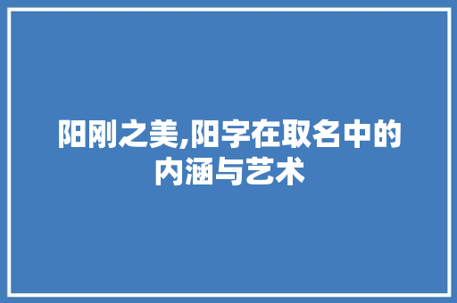 阳刚之美,阳字在取名中的内涵与艺术