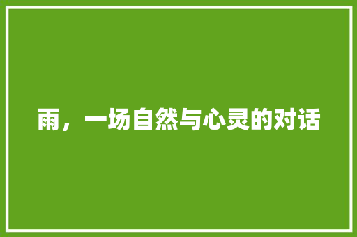雨，一场自然与心灵的对话