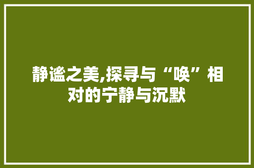 静谧之美,探寻与“唤”相对的宁静与沉默