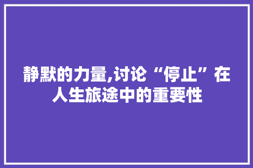静默的力量,讨论“停止”在人生旅途中的重要性