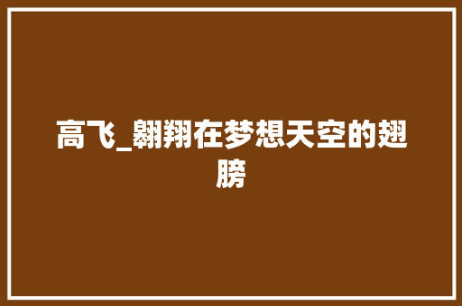 高飞_翱翔在梦想天空的翅膀