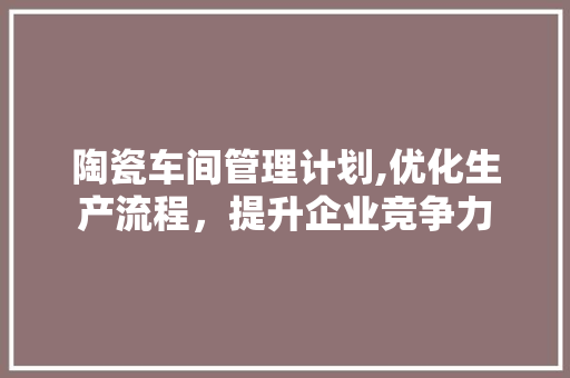 陶瓷车间管理计划,优化生产流程，提升企业竞争力