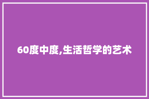 60度中度,生活哲学的艺术