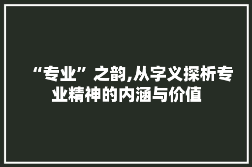 “专业”之韵,从字义探析专业精神的内涵与价值
