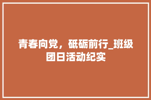 青春向党，砥砺前行_班级团日活动纪实