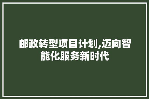 邮政转型项目计划,迈向智能化服务新时代 工作总结