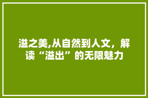 溢之美,从自然到人文，解读“溢出”的无限魅力