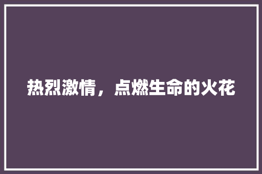 热烈激情，点燃生命的火花