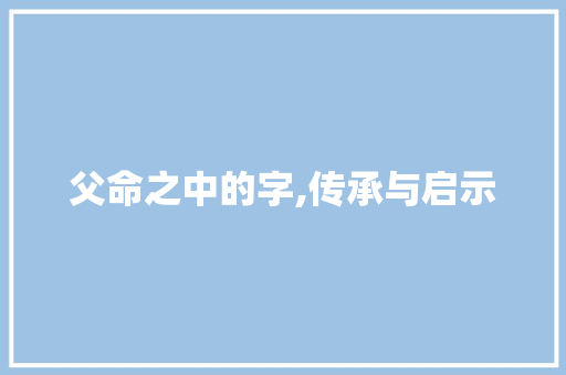 父命之中的字,传承与启示
