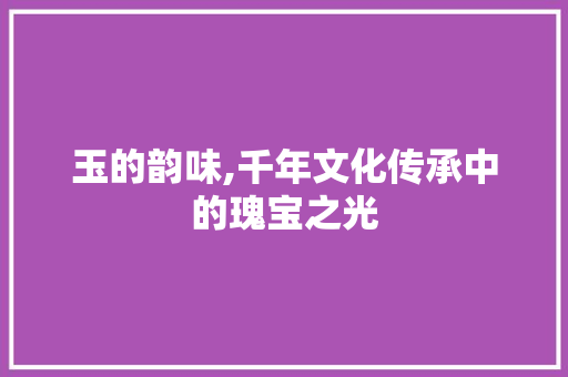 玉的韵味,千年文化传承中的瑰宝之光