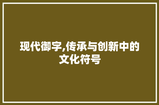 现代御字,传承与创新中的文化符号