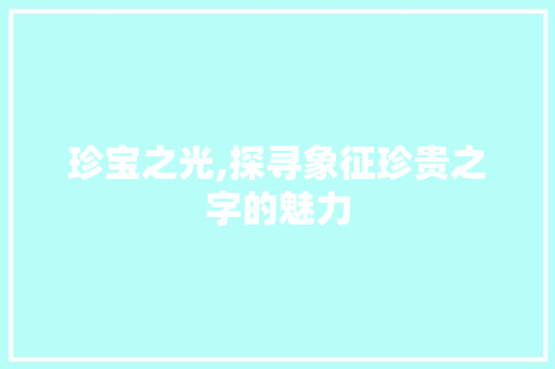 珍宝之光,探寻象征珍贵之字的魅力