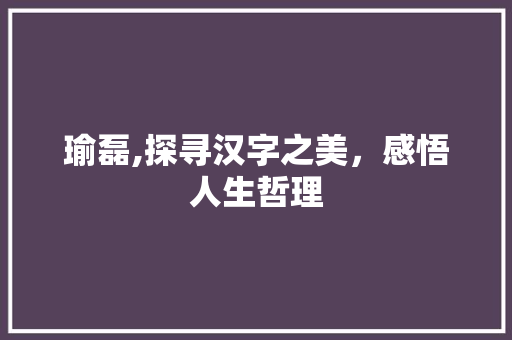 瑜磊,探寻汉字之美，感悟人生哲理