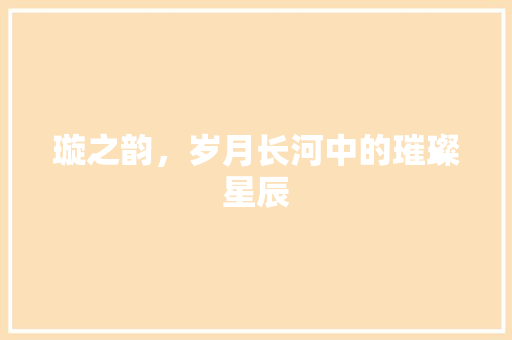璇之韵，岁月长河中的璀璨星辰