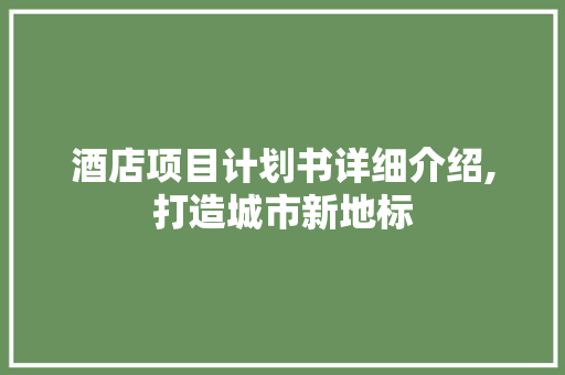 酒店项目计划书详细介绍,打造城市新地标