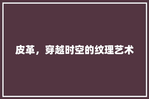 皮革，穿越时空的纹理艺术