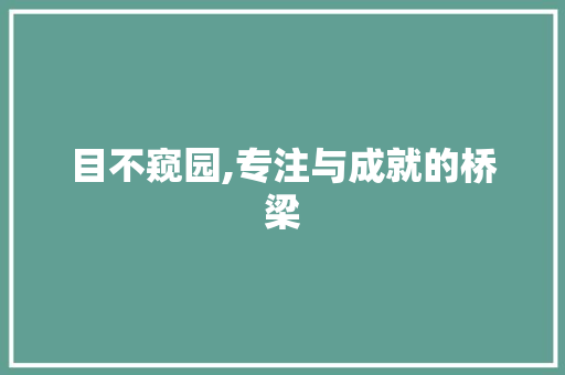 目不窥园,专注与成就的桥梁 国学经典