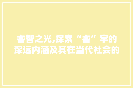 睿智之光,探索“睿”字的深远内涵及其在当代社会的价值 工作总结