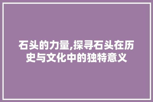 石头的力量,探寻石头在历史与文化中的独特意义 国学经典