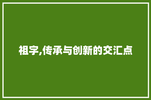 祖字,传承与创新的交汇点
