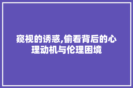 窥视的诱惑,偷看背后的心理动机与伦理困境