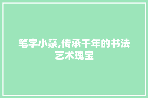 笔字小篆,传承千年的书法艺术瑰宝 国学经典