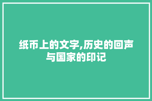 纸币上的文字,历史的回声与国家的印记