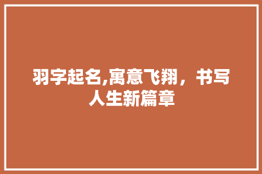 羽字起名,寓意飞翔，书写人生新篇章