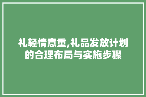 礼轻情意重,礼品发放计划的合理布局与实施步骤