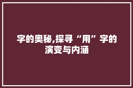 字的奥秘,探寻“用”字的演变与内涵
