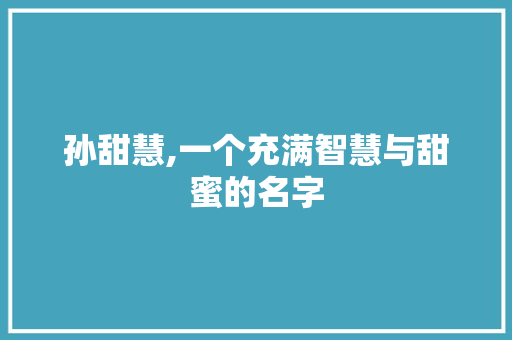 孙甜慧,一个充满智慧与甜蜜的名字