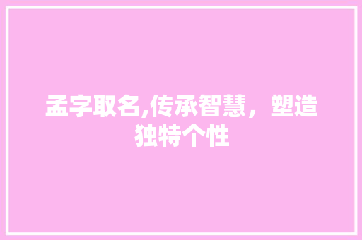 孟字取名,传承智慧，塑造独特个性