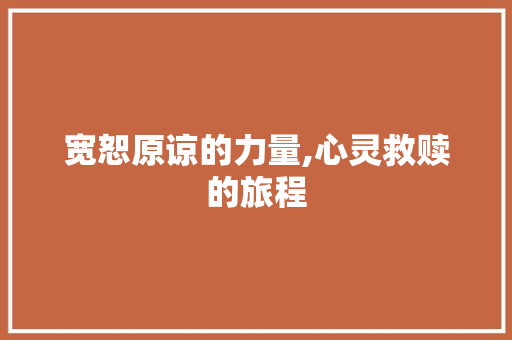 宽恕原谅的力量,心灵救赎的旅程