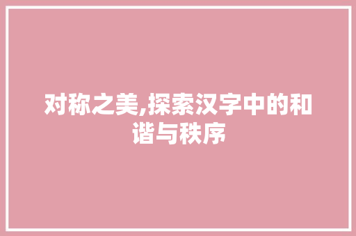 对称之美,探索汉字中的和谐与秩序