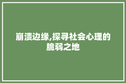 崩溃边缘,探寻社会心理的脆弱之地