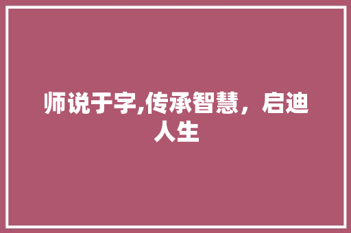 师说于字,传承智慧，启迪人生