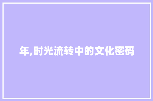 年,时光流转中的文化密码